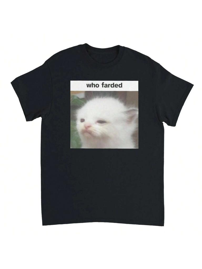 Süßes Humorvolles Albernes Katzen-Meme Grafik-T-Shirt Mode Lustiges Rundhals-T-Shirt Unisex Kleidung Freizeitkleidung Y2k Oberteil