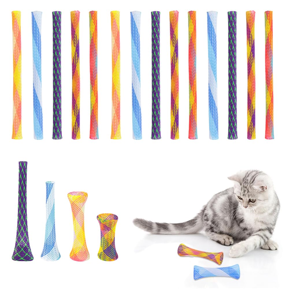 LKCCTK Cat Spring Tubes, Set of 20, Colorful Spring Toys for Exercise and Stress Relief, Random Colors