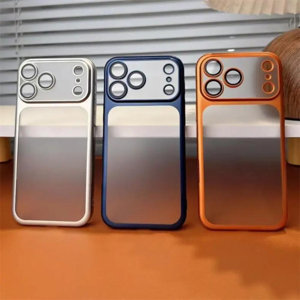 Luxury Frosted Translucent PC Case for IPhone 17Air 16 15 14 13 12 Pro Max Plating Frame Lens Film Protection Anti-fall Cover