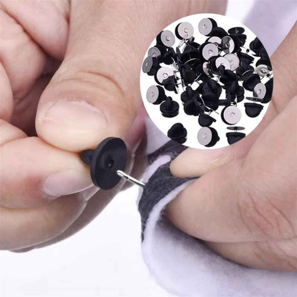 80Sets Metal Pin Rubber Pin Backs Locking Mechanism Pin Cap Keeper Brooch Backing  Handmade Supplies