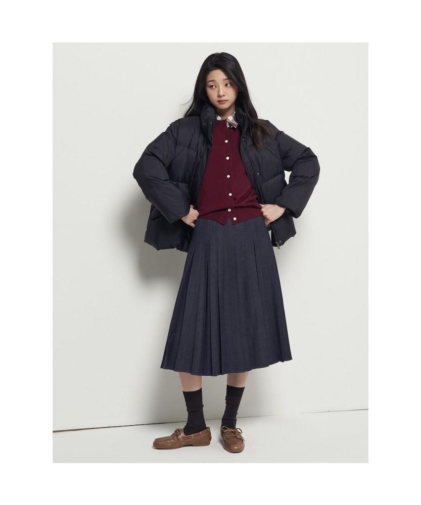 Binpolleidiseu Denim-Like Pleated Skirt Navy (Bf5X27C55R)