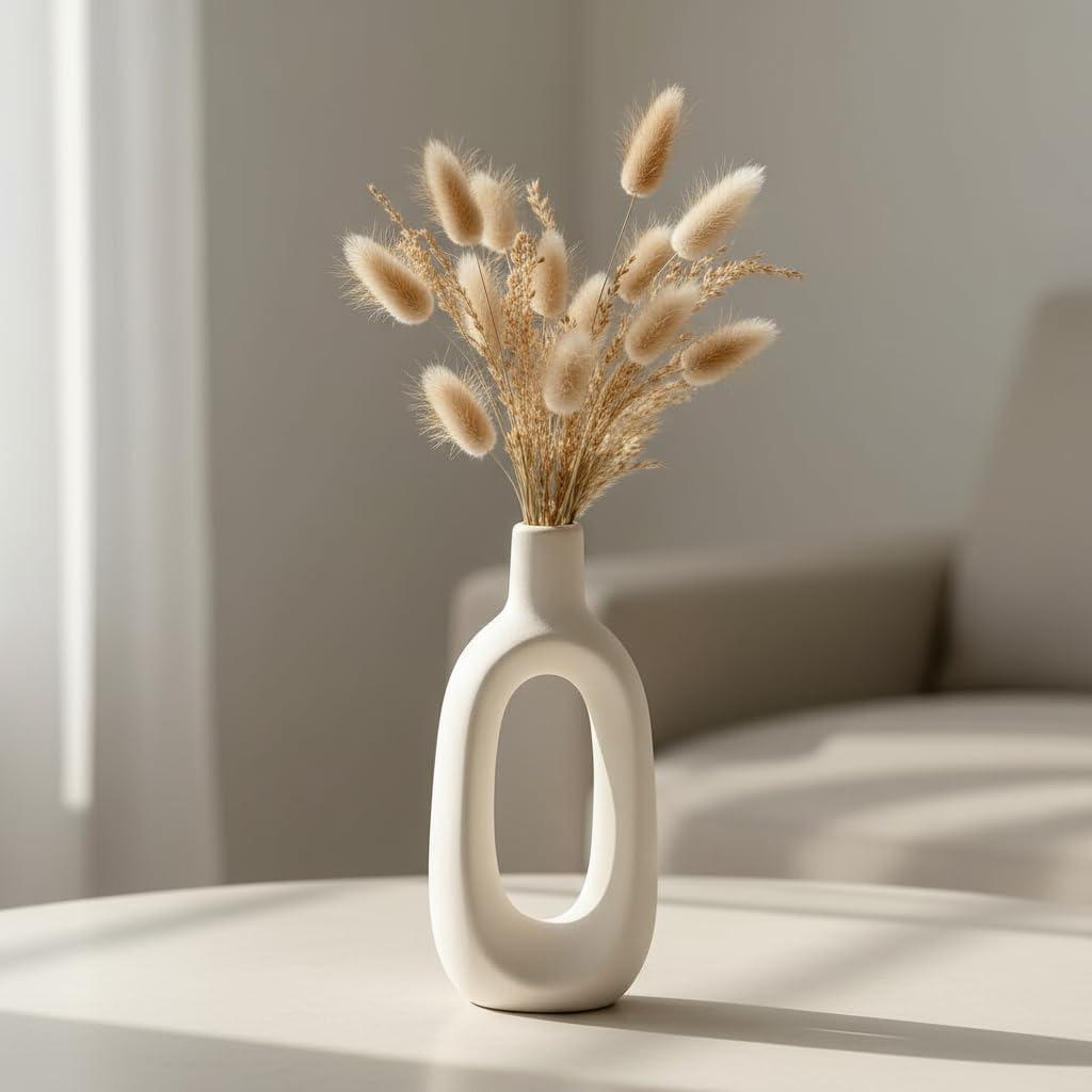 Modern Decorative Kieko Vases for Home Decor | Kitchen | Office or Living Room for Home Decor Center Table, Flowers Pot, (White,6 Inch)