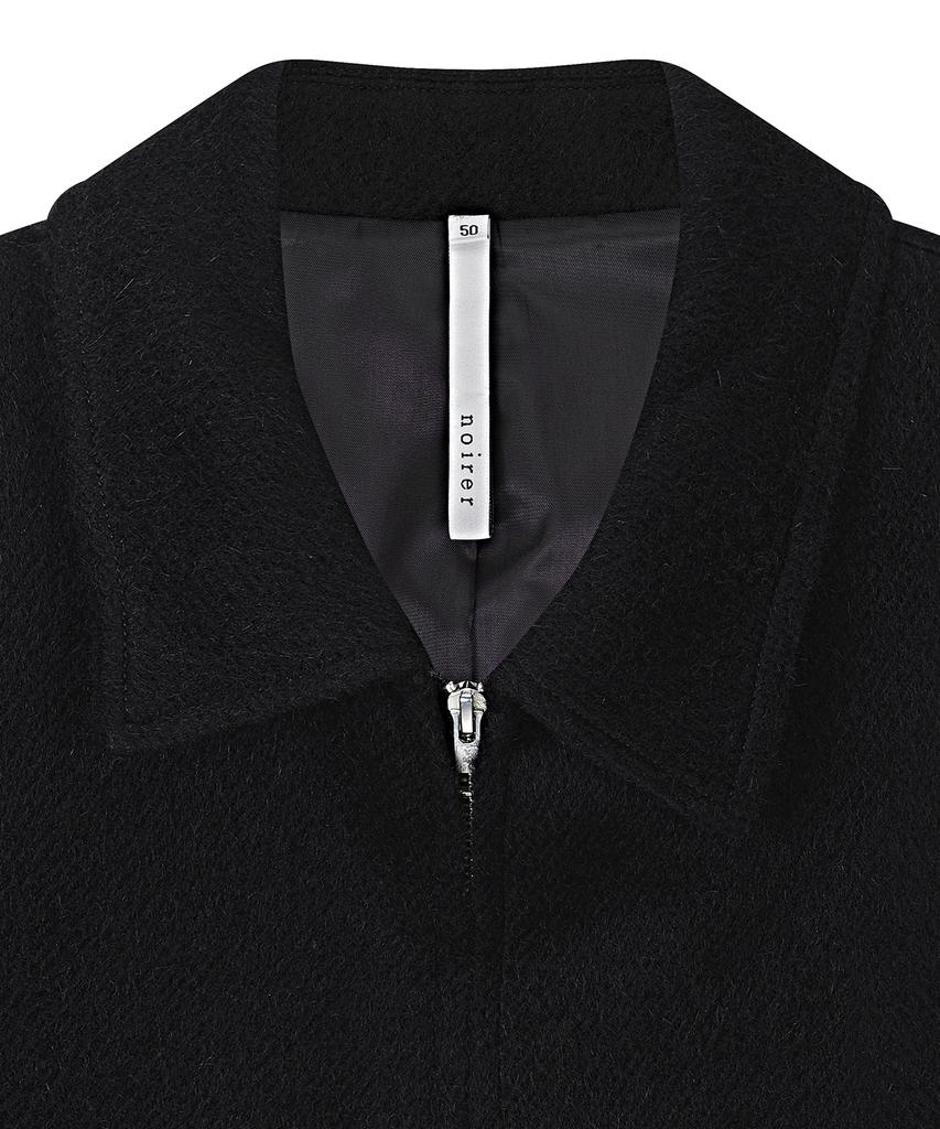 Noirer Alpaca Crop Zip-Up Jacket (Black)