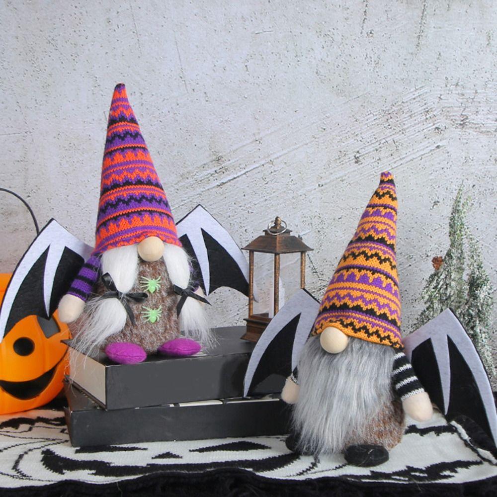 Cute Halloween Wings Doll Funny Knitted Plush Doll Crafts Faceless Doll New Year