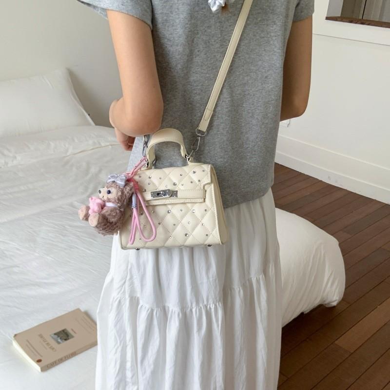 Small Pu Lattice Texture Handbag For Summer Urban Casual Women