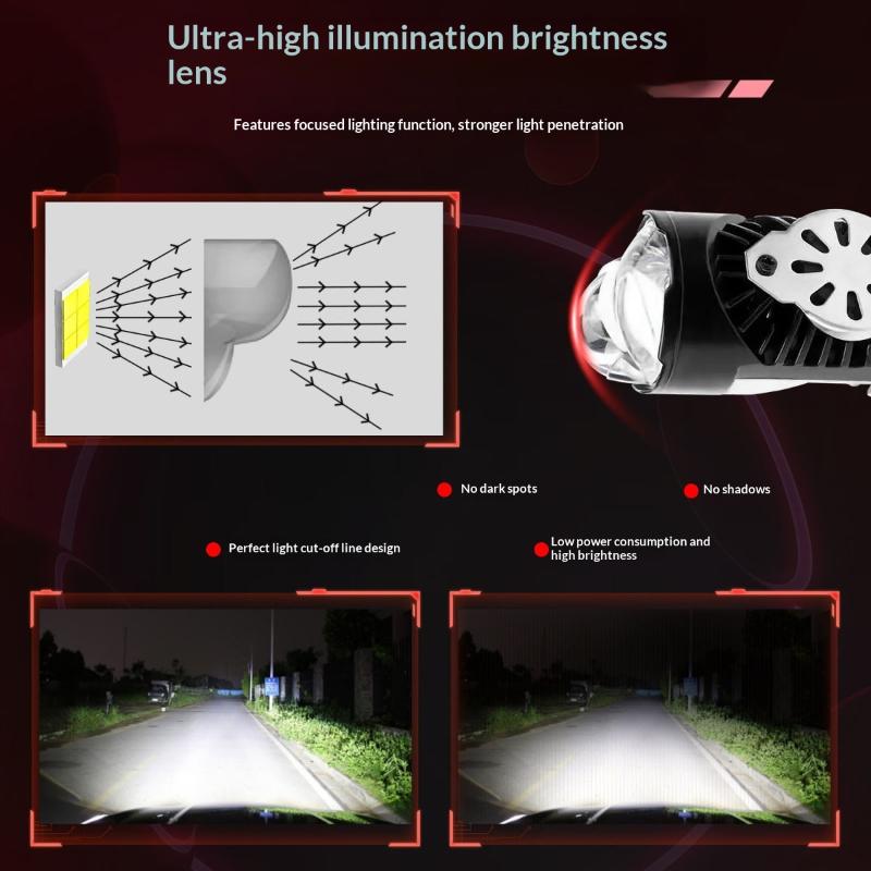 H4 Bi LED Projector Headlight Bulbs Mini Lens Canbus Turbo Cooling 120W Plug and Play for SUV Truck Headlight Replace
