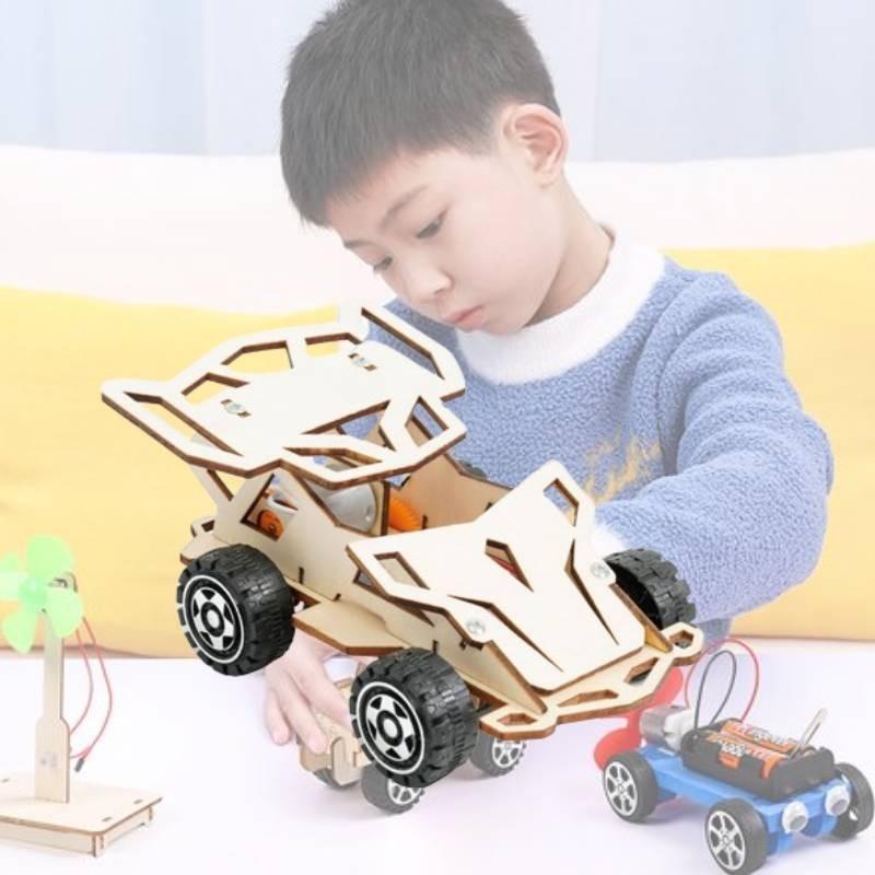 Kids Educational Science Diy Wooden Remote Control Car Model Kit Handmade Assembly Steam Toy