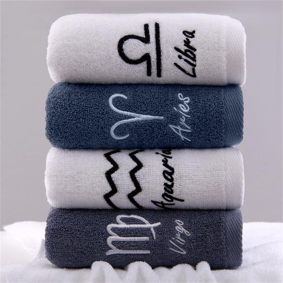 Shower Towel Thickened Lint-free Letters Embroidery Highly Absorbent Soft Cotton Face Towel Washroom Supplies