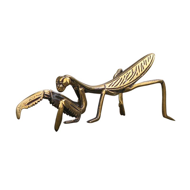 

Copper Mantis Miniature Ornament Tea Pet Antique Solid Insect Figurine Desk