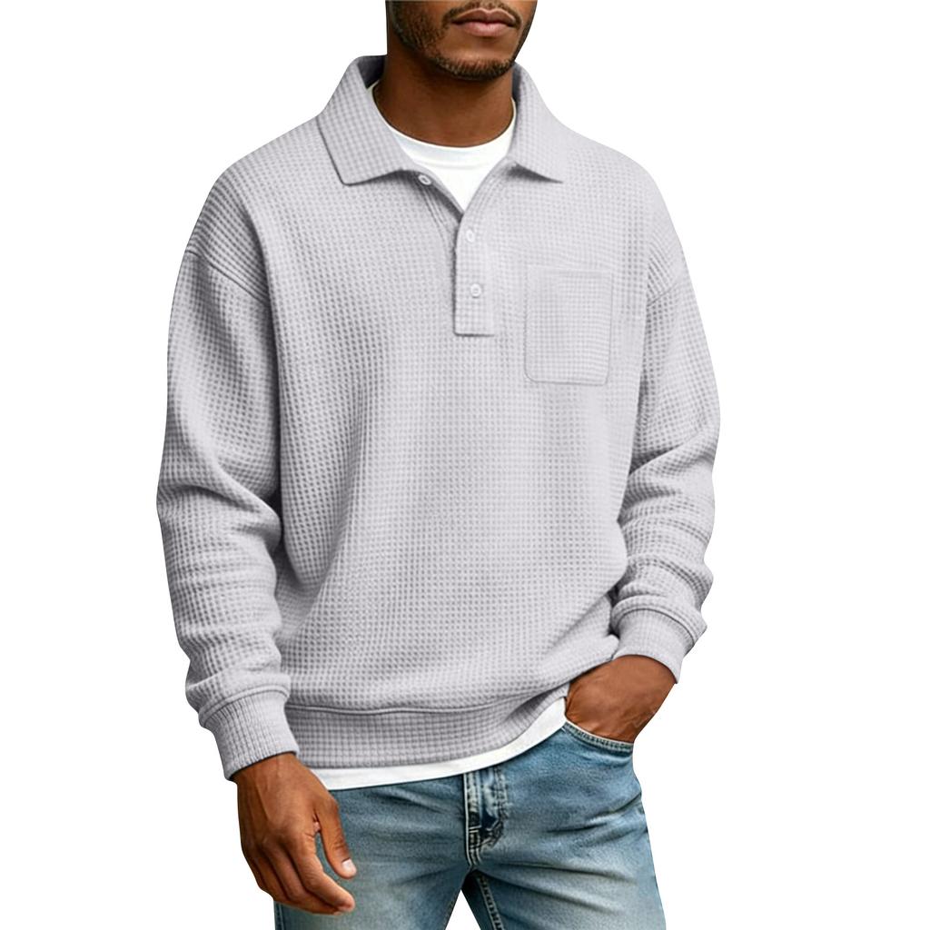 Men's Single Button With Pocket Long Sleeve Casual Sport T-Shirt