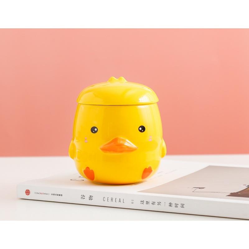 

Милая креативная маленькая желтая утка с крышкой, керамическая кружка для завтрака с молоком, нишевая кружка для пары, подарок 400ml