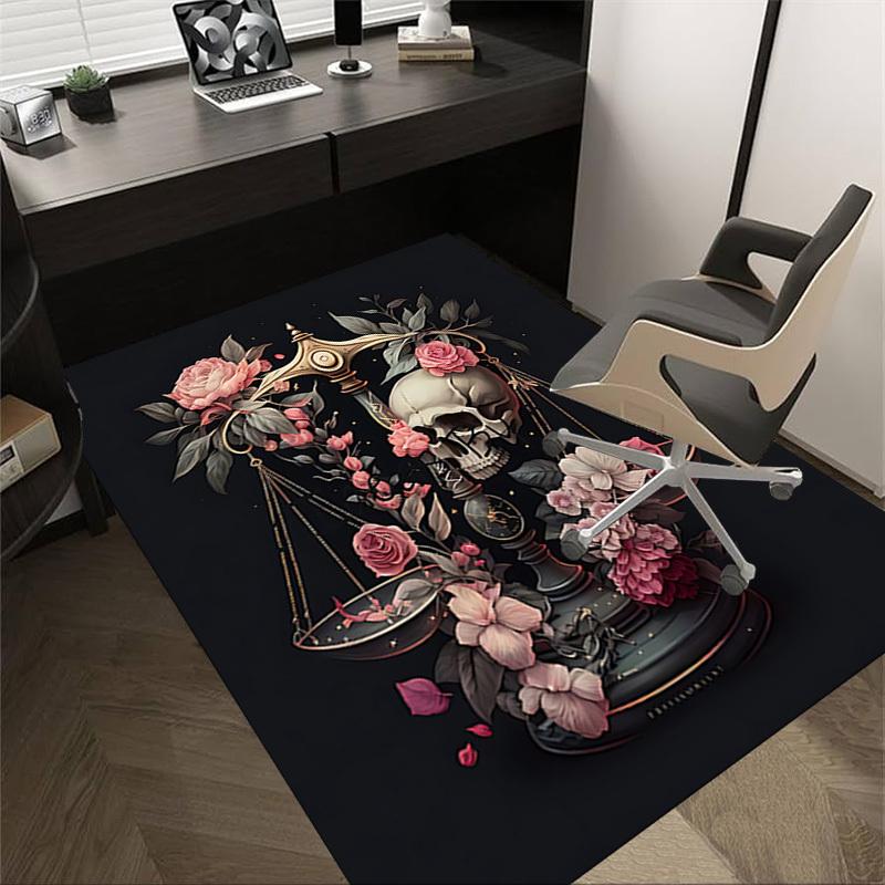 1PC Skull Flowers Extra Large Non Slip Floor carpet, Office, family, bedroom Large Area Rug Indoor Rugs, Vibrant Colors