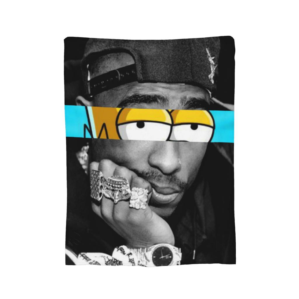Rapper Tupac  Blanket Flannel 2pac Hip Hop Super Warm Throw Blanket for Outdoor Travel Bedroom Quilt