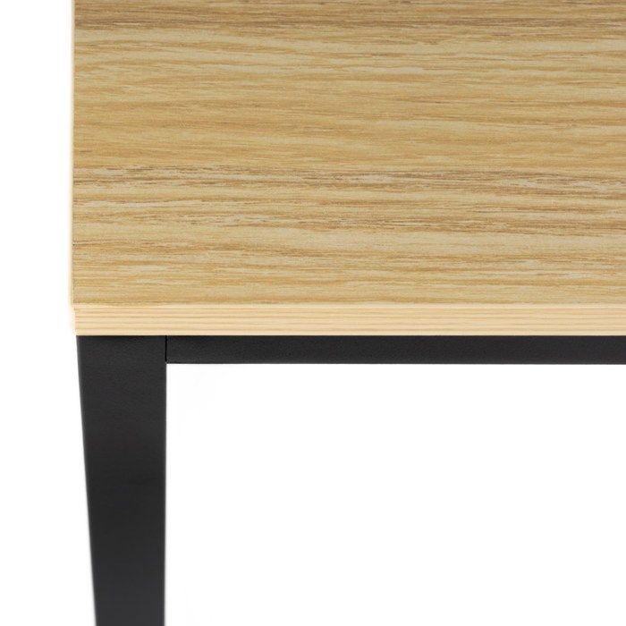 Bureau d'ordinateur - SPRINGOS - 120x48 cm - Métal - Marron clair - Étagères intégrées