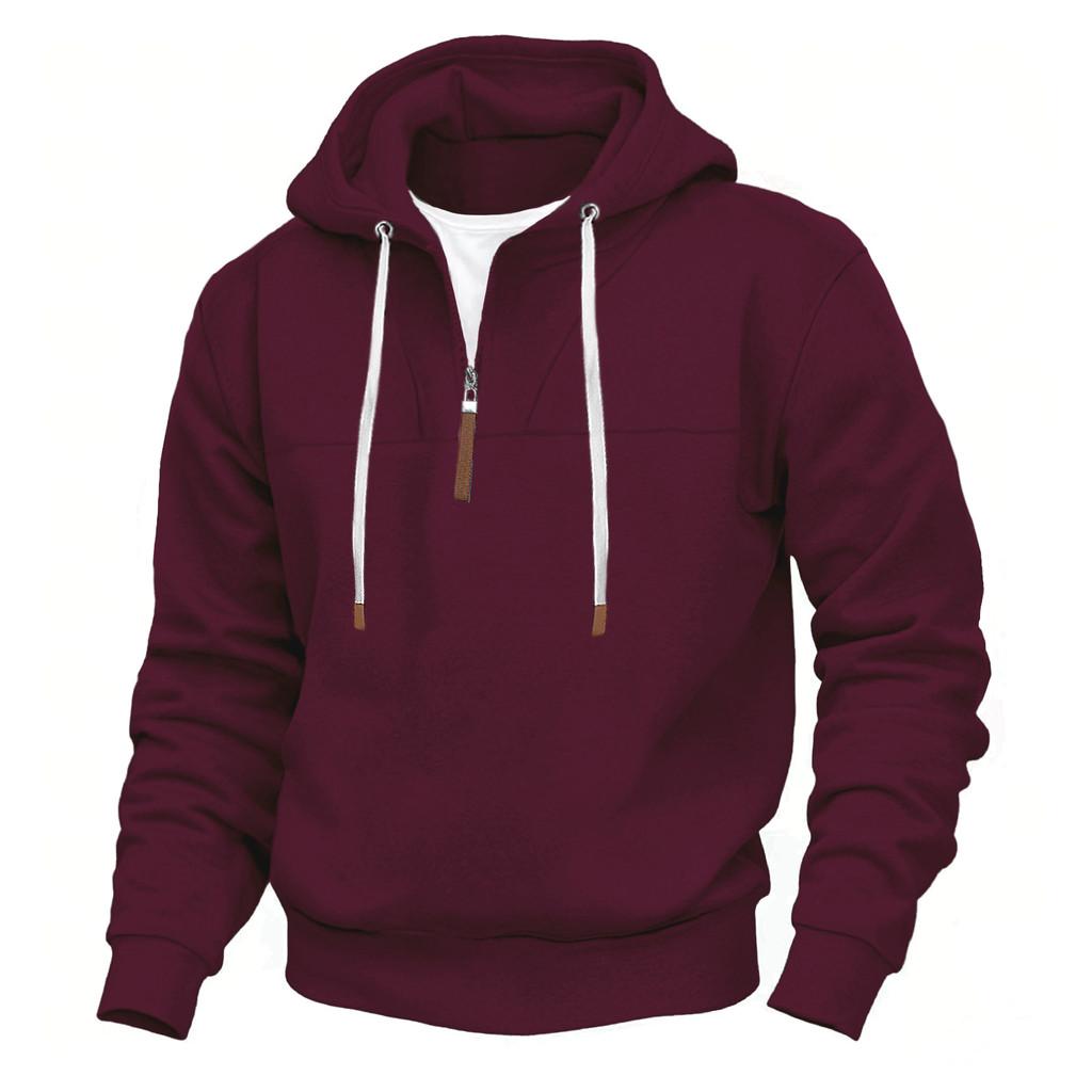 Classic American Mens Fleece Hoodie With Zipper Pouch For Casual Winter Wear
