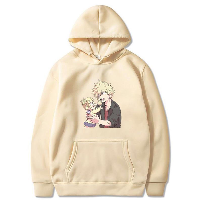 Hot Anime My Hero Academia Midoriya Izuku And Himiko Toga Print Hooded Men Women Casual Loose Hoodies Harajuku Male Sweatshirt