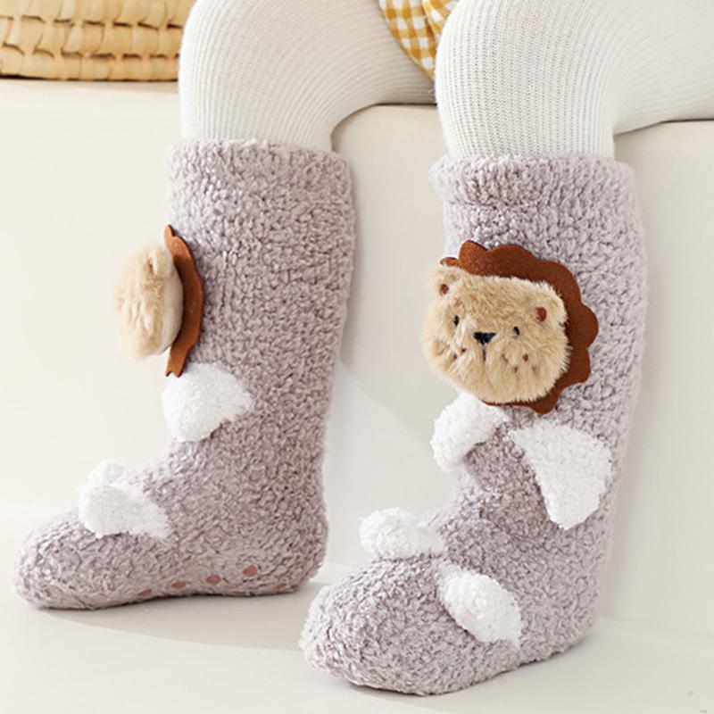 Baby Cartoon Animal Floor Sock Newborn Socks Non-slip Leg Warmers Coral Fleece