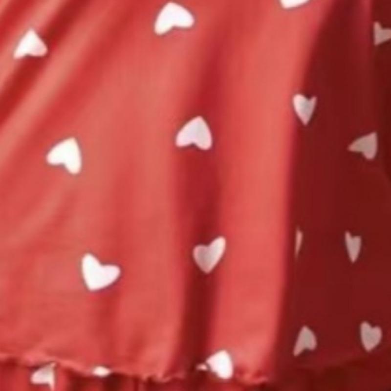 Plus-Size Women Pajama Set Nightgowns Cami Shorts Nightclothes  Sleeveless Nightwear Red Love Print Soft Sleepwear Summer