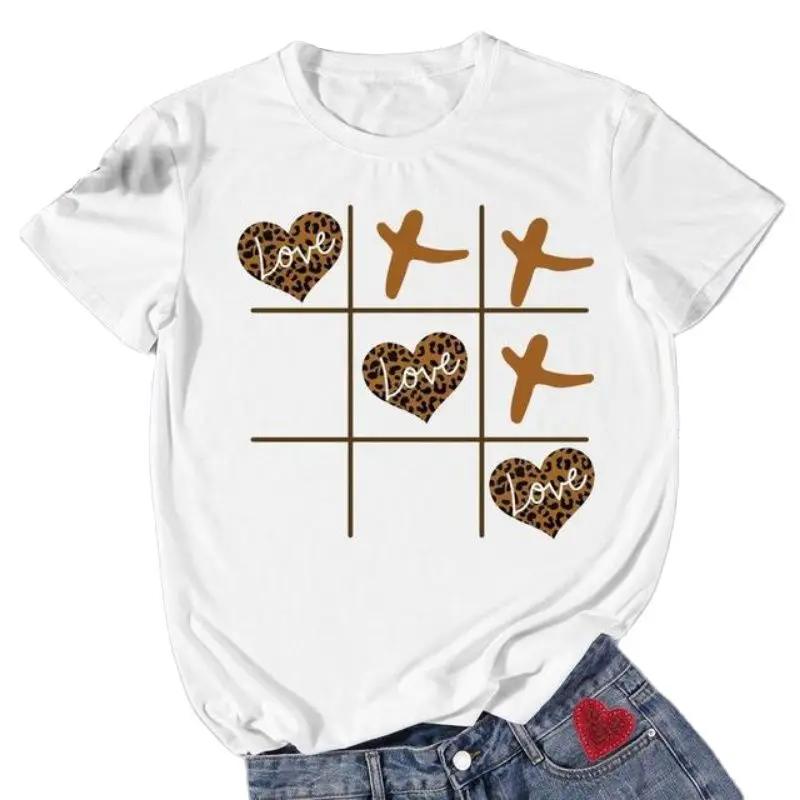 Women's round Collar Short Sleeve T-shirt INS Fashion Mathematical Formula Print Casual Summer Top Polyester Fabric