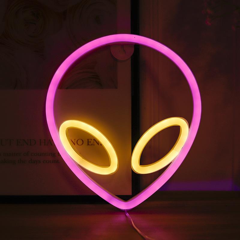Xiaomi Neon Sign Alien Face Shaped Wall Hanging Lights for Home Game Room Saucerman Plant LED Night Lamps Xmas Party Holiday Art Decor