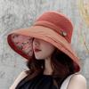 Women's Summer UV-Protection Wide Brim Bucket Hat with Face Covering - Korean Style