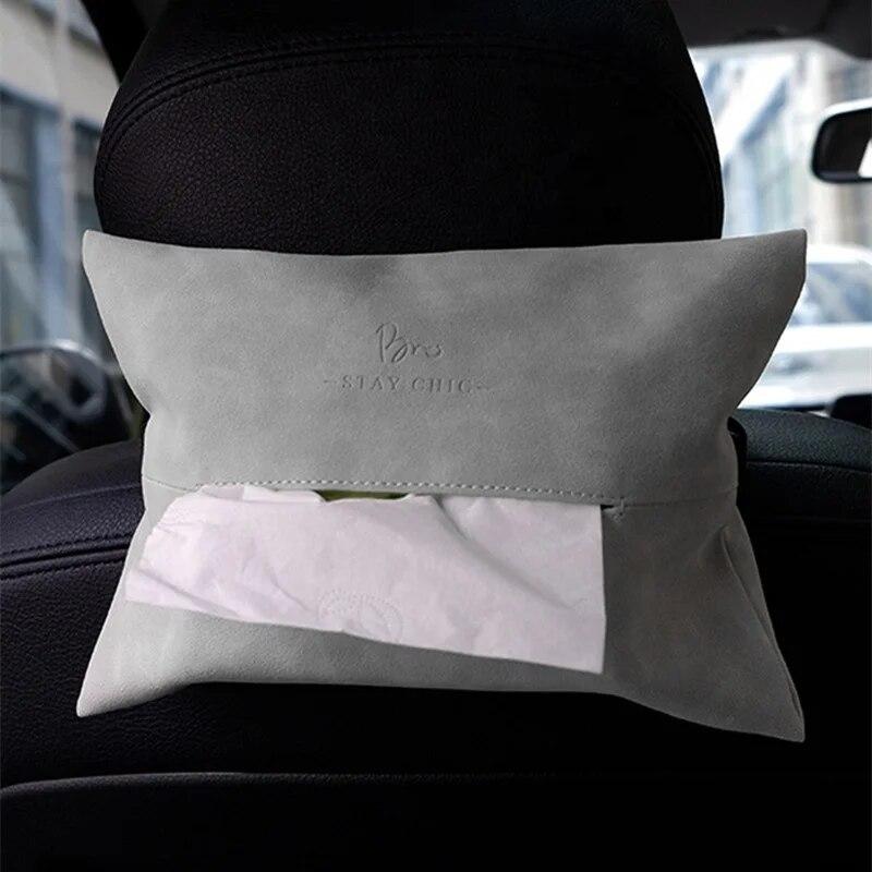 Hanging PU Leather Tissue Box Holder for Car Home Office Chic Restaurant Dining Table Napkin Dispenser Bathroom Paper Holder