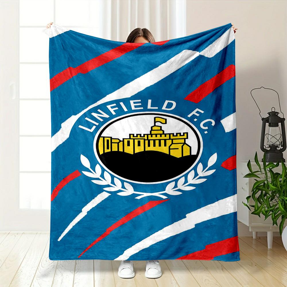 Linfield F.C. Themed bedroom blanket printed Flannel blanket for bedroom, living room, sofa, and nap