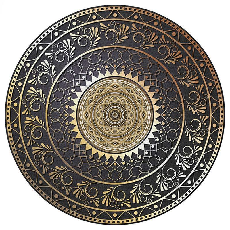 Tapete circular geométrico minimalista antiderrapante, tapete decorativo retrô para sala de estar, capacho para porta