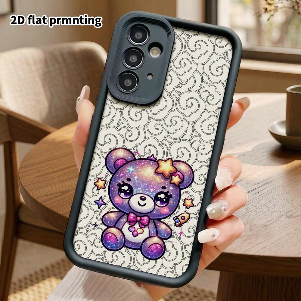 Phone Case: 2D Flat Samsung Galaxy A34 A35 M05 M06 S20 S22 S21 FE Plus 5G Protective Case, Purple Galaxy Teddy Bear, Christmas and Halloween Gift