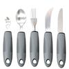 Adaptive Stainless Steel Anti-Tremor Tableware Set: Ergonomic Knife, Fork, Spoon with Rubber and Plastic Handles for Elderly Assistance