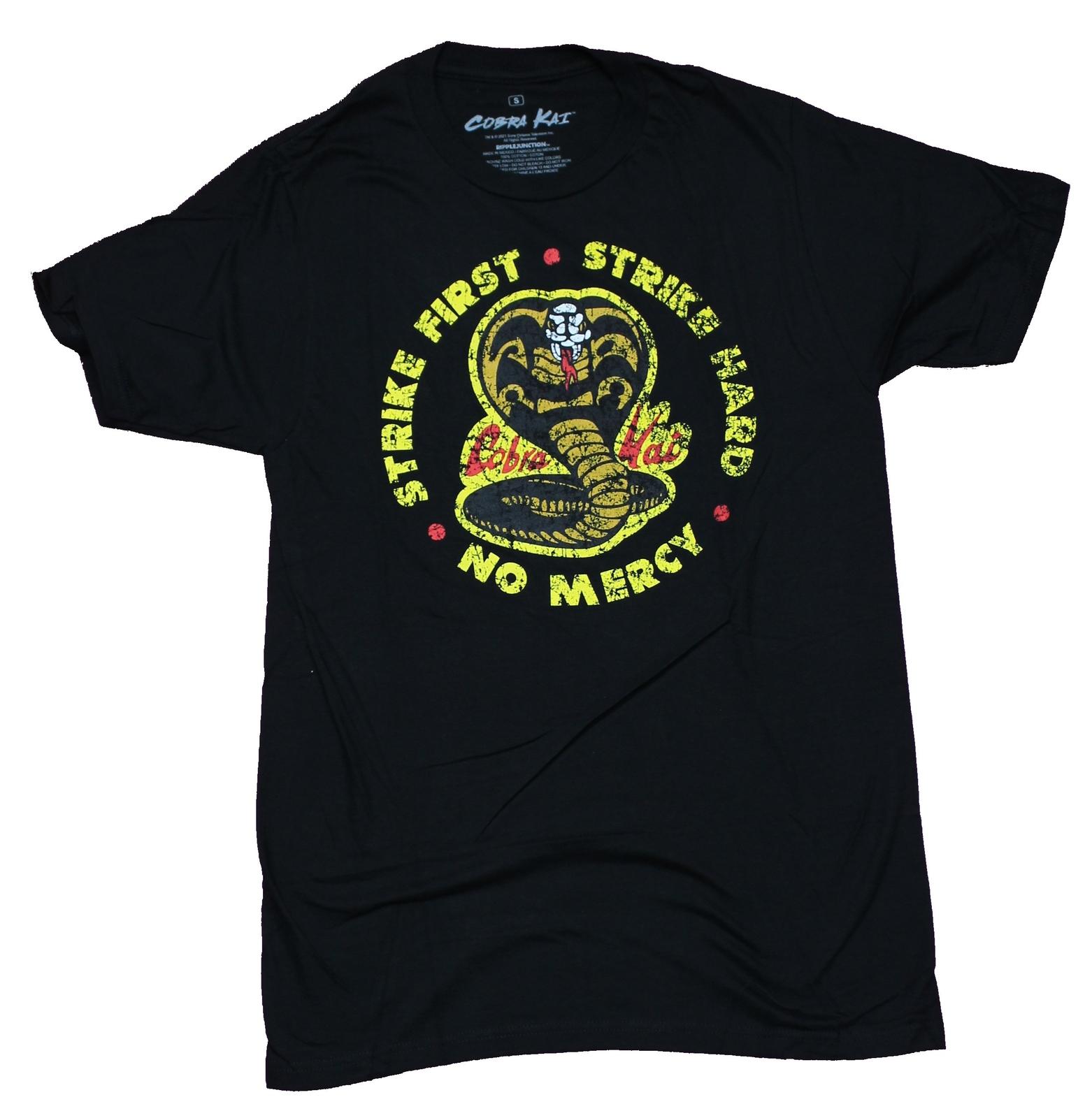 Cobra Kai Adult New T-Shirt - Strike First Strike Hard No Mercy Distressed Logo XL