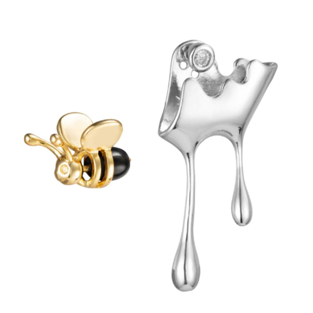 New Asymmetric Bee Pearl Earrings Fashion Temperament All -Match Small Earrings Elegant Ladies Jewelry