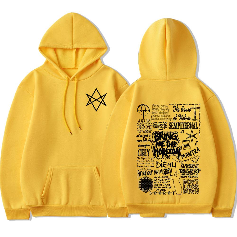 BringMe TheHorizon Hoodies BMTH Heavy Metal Rock Band Sweatshirts Men Women Oversized Casual Vintage Pullovers Jacket Streetwear