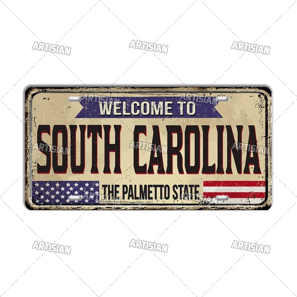 Artisian USA - Καλώς ήρθατε στην Πόλη Διακοσμητική Πινακίδα Κυκλοφορίας | Μεταλλική Πινακίδα από Κασσίτερο για Τοίχο, Γκαράζ, Μπαρ - Σχέδιο Ορόσημο