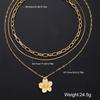 3pcs Flower Pendant Snake Bone Chain Necklace Set Elegant Vintage Minimalist Metal Layered Necklaces Holiday Daily Wear Jewelry