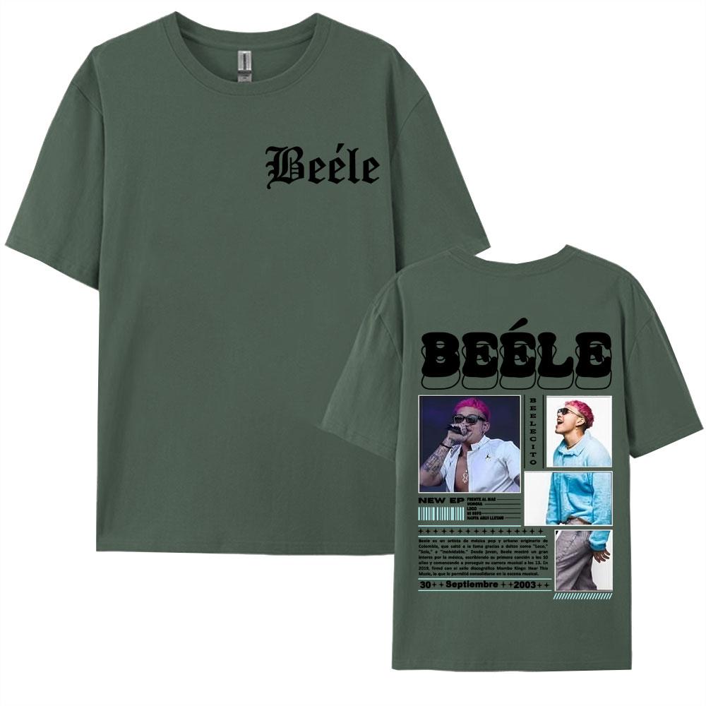 Rapper Beelecito Album Tour 2025 Double Sided Printed Tee Shirt for Men Hip Hop Vintage T Shirt Unisex Casual Tshirt Streetwear
