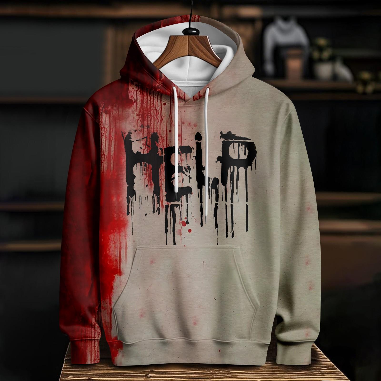 

Женский повседневный модный худи с длинным рукавом и принтом на Хэллоуин S