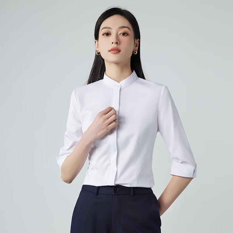 Toluoman Damen Neues Chinesisches Stil 3/4 Ärmel Stehkragen Hemd