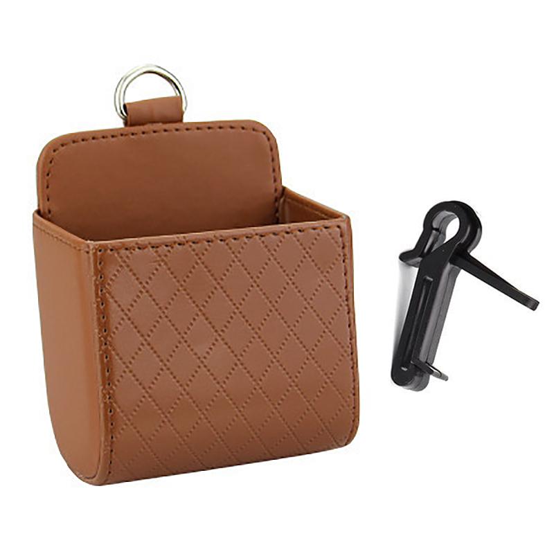 

1Pc Car Organizer Storage Bag Air Outlet Mount Multi-color PU Leather Glasses Box Phone Bracket Stand Auto Accessoires Interior коричневый