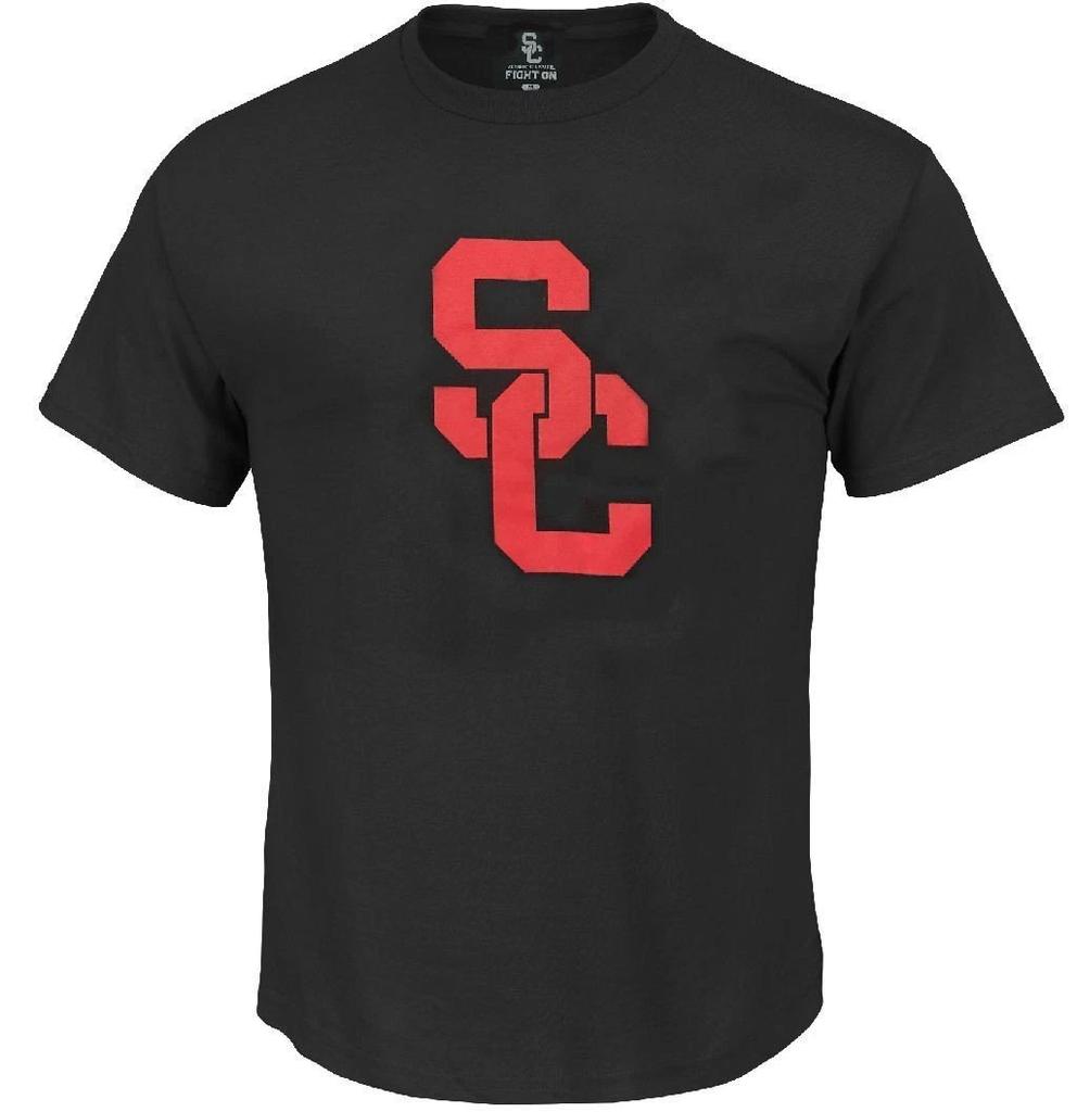 USC Trojans Interlock Black Short Sleeve T shirt (Medium)