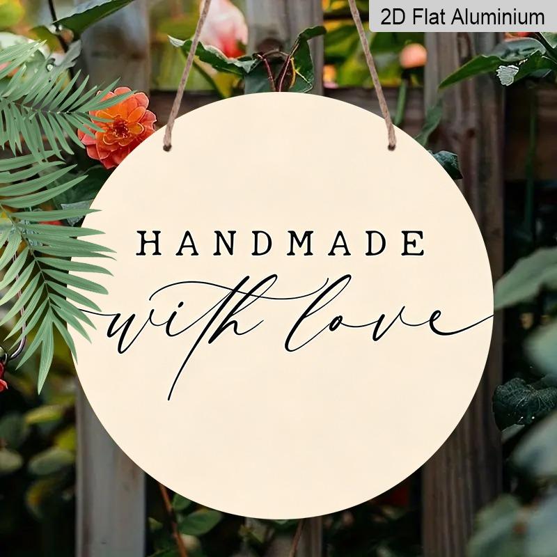 2D Flat Retro Aluminum Wall Stickers In Various Sizes. "Handmade with Love" Handmade Themed Hanging Ornaments with A Minimalist Style A Perfect