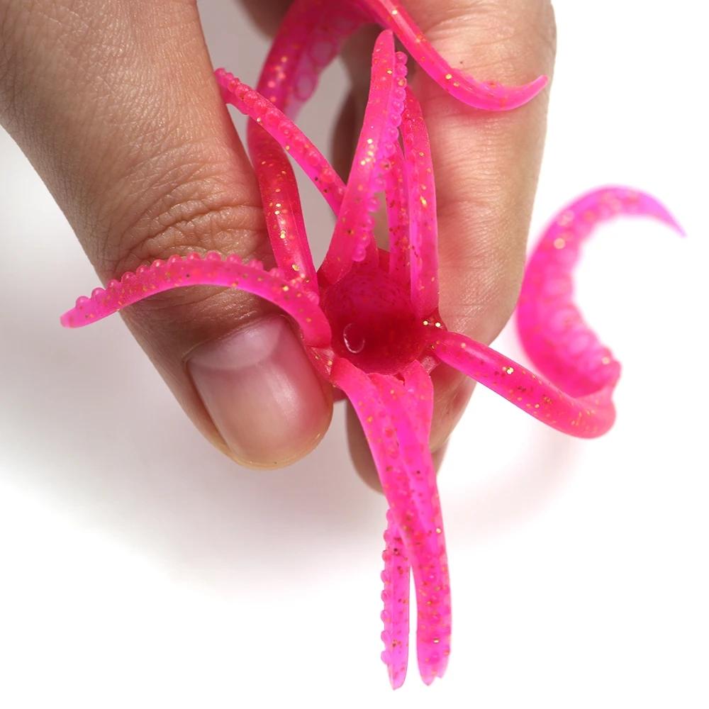 5PCS 10cm/4g Octopus Squid Bait Fluo Saltwater Snapper Fishing Soft Lure TPR Material Kabura Pesca Wobbler Fishing Tackle