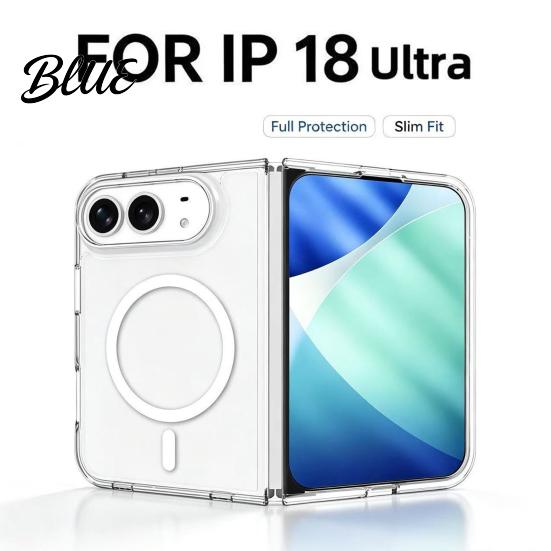 Easy Press Button Phone Case Magnetic Slim Protective for IPhoneDuo 2026, Clear Anti-yellowing Acrylic Cover Durable Accessory with Non-slip