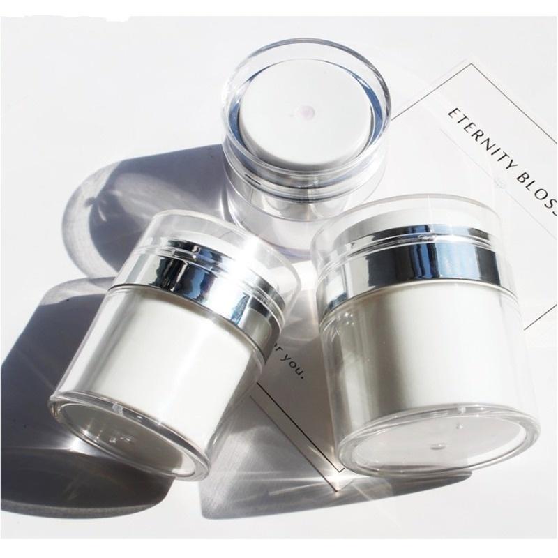 1Pc 15g Airless Pumpe Glas Leere Acryl Creme Flasche Nachfüllbar Kosmetische Einfach Zu Bedienen Container Tragbare Reise Make-Up werkzeuge LM