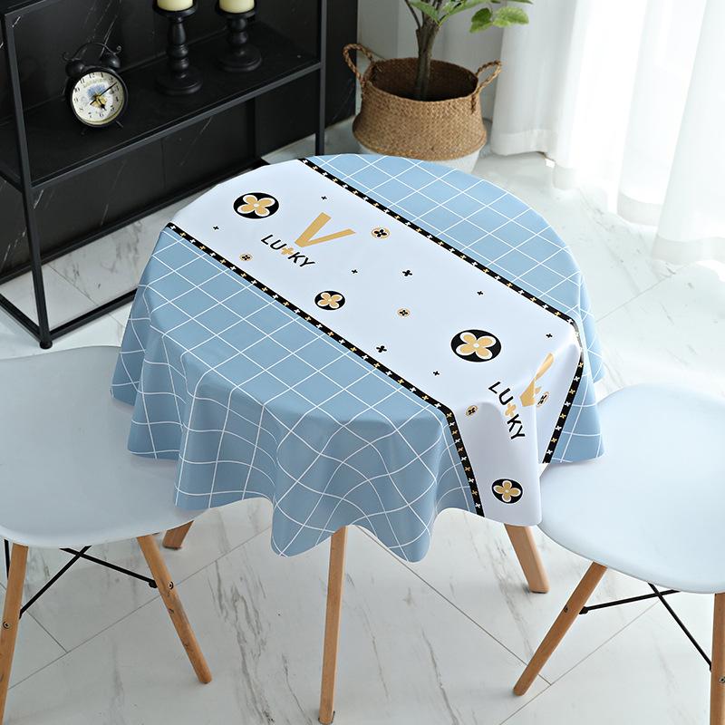 Round Table Tablecloth Pvc Dining Table Cloth Waterproof, Oil-Proof, Anti-Scalding And Leave-In Household Coffee Table Small Round Tablecloth