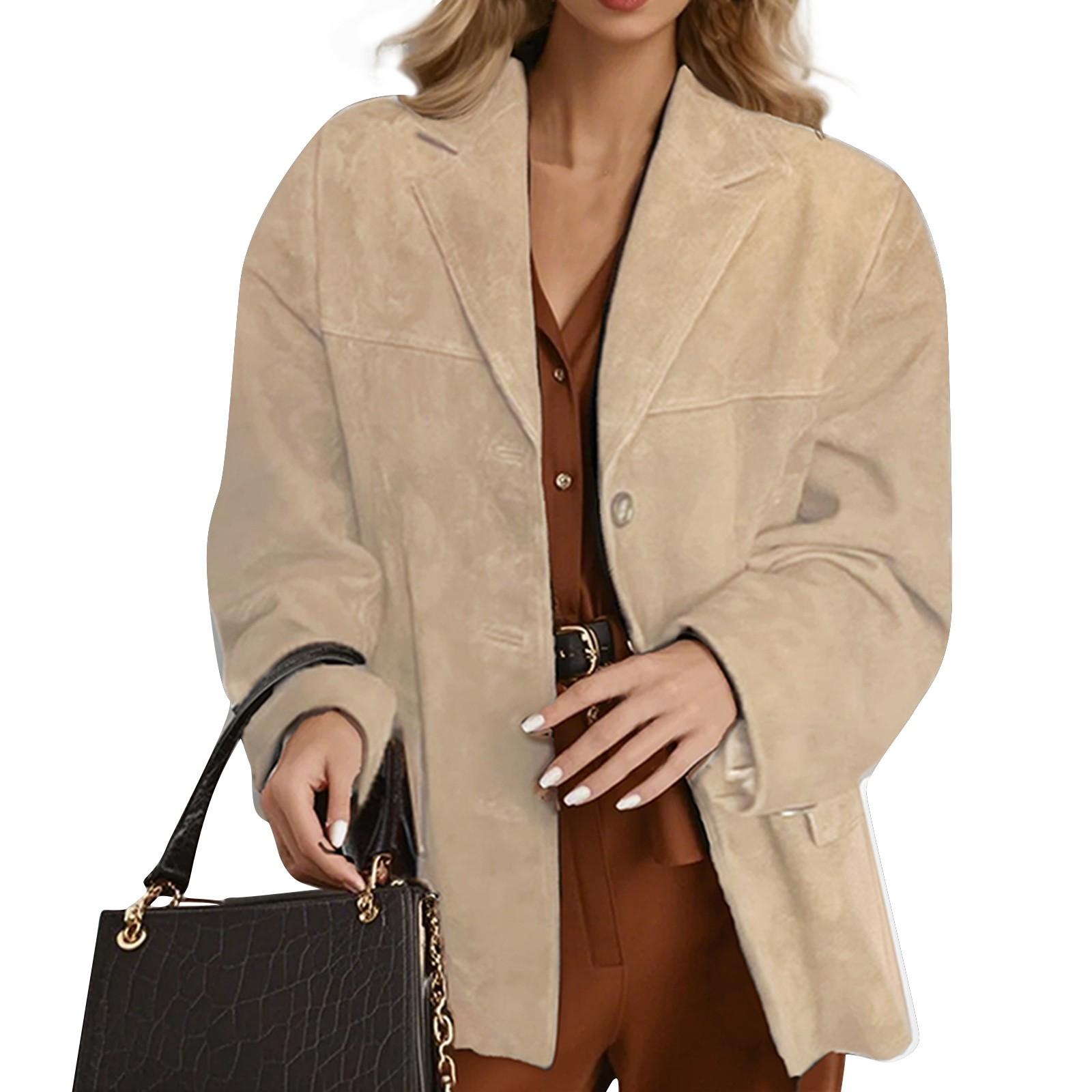 

Women s Fashionable And Elegant Retro Loose Pocket Long-Sleeved Coat XL хакі