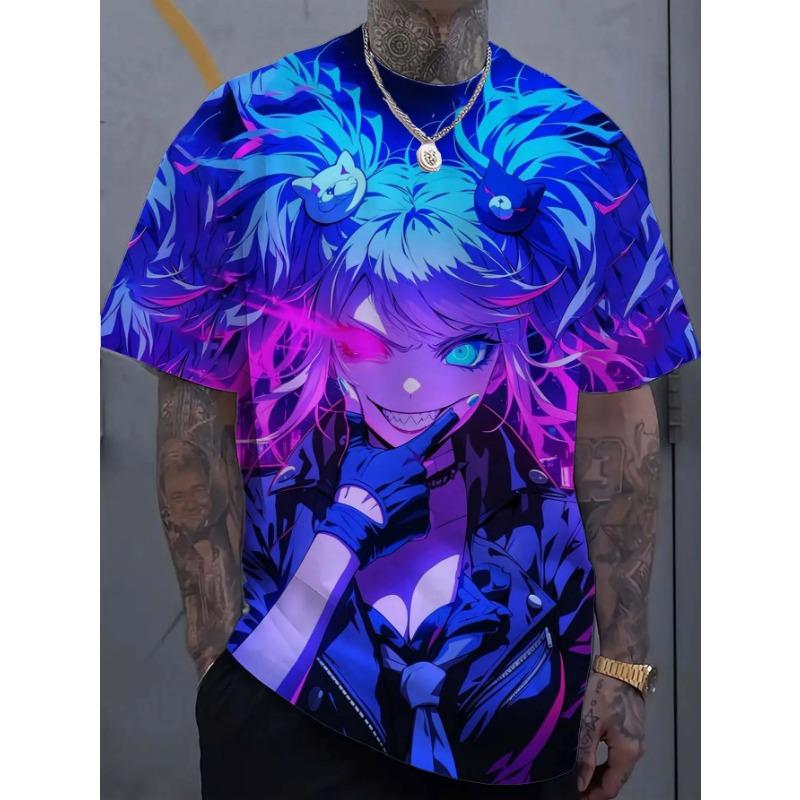 Cartoon Sexy Girl Pattern 3d Printed Men's T-Shirt Bad Girl Pattern Personalized Short Sleeve T-Shirts