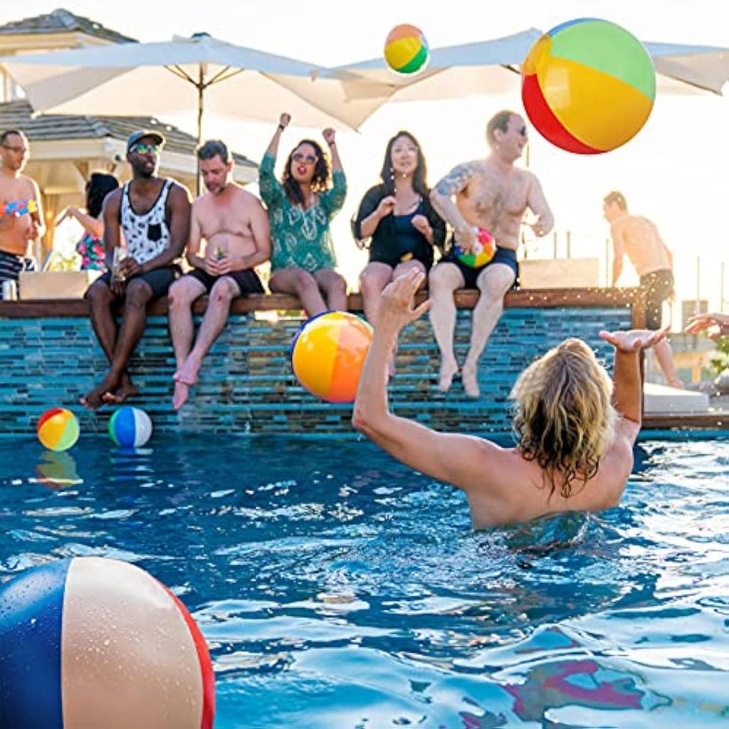 Non-Toxic Inflatable Beach Ball 6 Colors Pvc Water Toy For Pool Lake Party Summer Fun Two Sizes Manual Pump