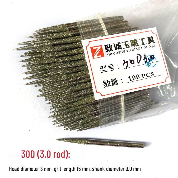 100-Piece Diamond Grinding Needles for Jade Carving and Thread Pulling