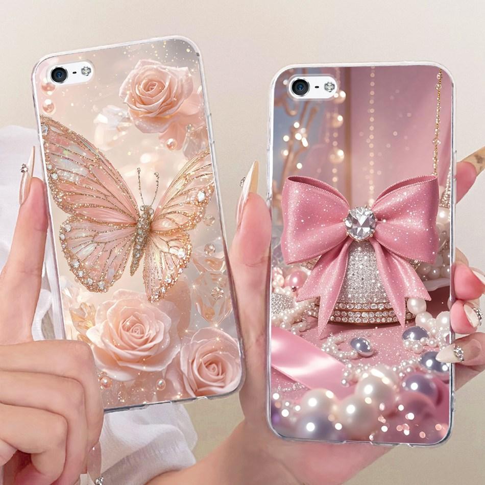 For iPhone 5 5s SE (2016) 4 4s Cute Flower Butterfly Cat Painted Case For iPhone5 iPhone4 Soft Silicone TPU Phone Cases